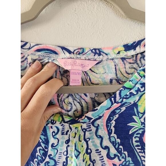Lilly Pulitzer Hartwell Boxy Top Womens Size Xxs / Xs Hanging with Fronds Linen - Picture 3 of 4